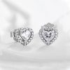 Heart Cubic Zirconia Halo Stud Earrings | Womens Simple Earrings Earrings Simple Earrings