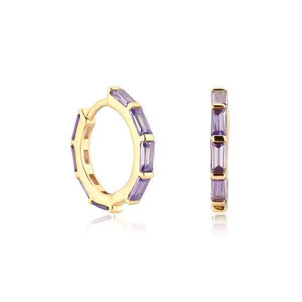 Lavender Baguette-Cut Crystal Hoop Earrings | Womens Simple Earrings Earrings Hoop Earrings