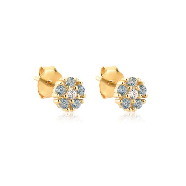 Light Blue Crystal Floral Stud Earrings | Womens Simple Earrings Earrings Simple Earrings