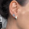 Light Blue Cubic Zirconia Heart Stud Earrings | Womens Simple Earrings Earrings Simple Earrings