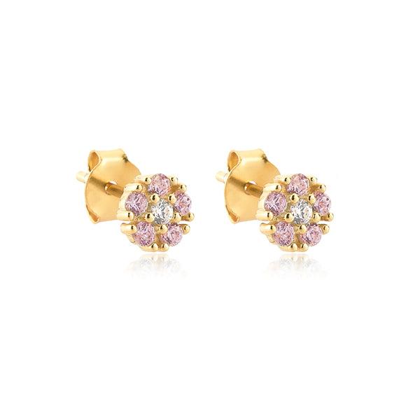 Light Pink Crystal Floral Stud Earrings | Womens Simple Earrings Earrings Simple Earrings