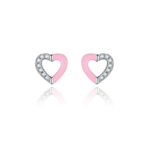 Light Pink Heart Stud Earrings | Womens Simple Earrings Earrings Simple Earrings