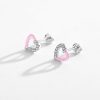 Light Pink Heart Stud Earrings | Womens Simple Earrings Earrings Simple Earrings