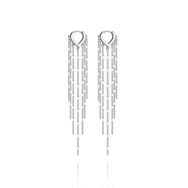 Long Silver Tassel Drop Earrings | Womens Hoop Earrings Drop Earrings Drop Earrings