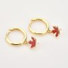 Maple Leaf Mini Hoop Drop Earrings | Womens Drop Earrings Drop Earrings Drop Earrings