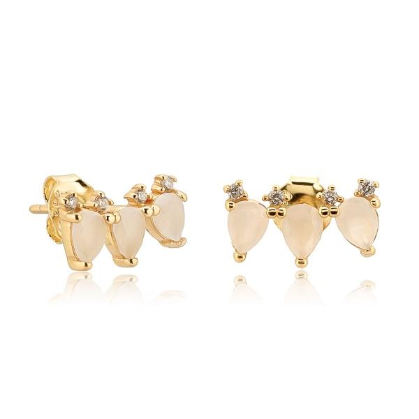 Milky Triple Pear Crystal Stud Earrings | Womens Stud Earrings Earrings Stud Earrings