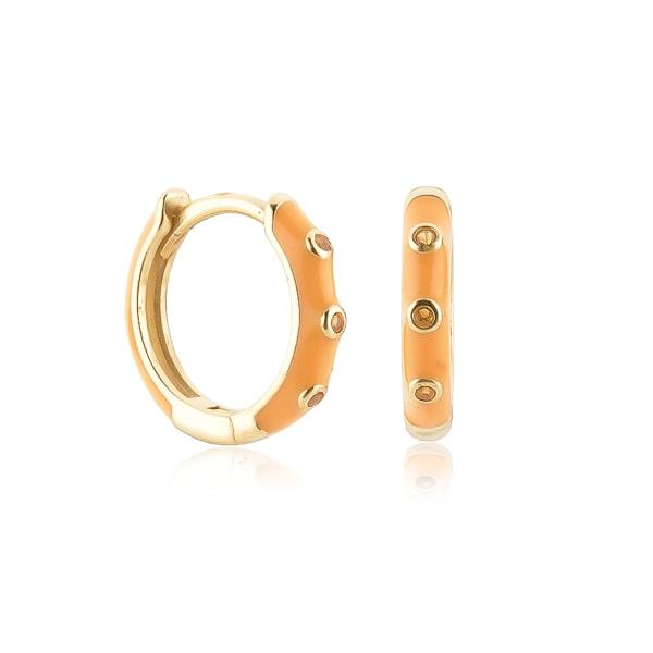 Orange Enamel Mini Hoop Earrings | Womens Simple Earrings Earrings Hoop Earrings