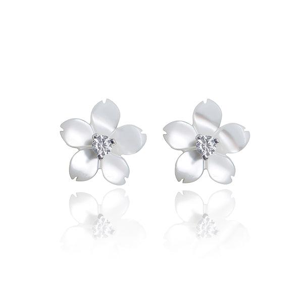 Pearly White Flower Stud Earrings | Womens Stud Earrings Earrings Stud Earrings