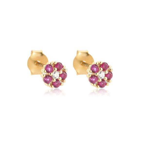 Pink Crystal Floral Stud Earrings | Womens Stud Earrings Earrings Stud Earrings