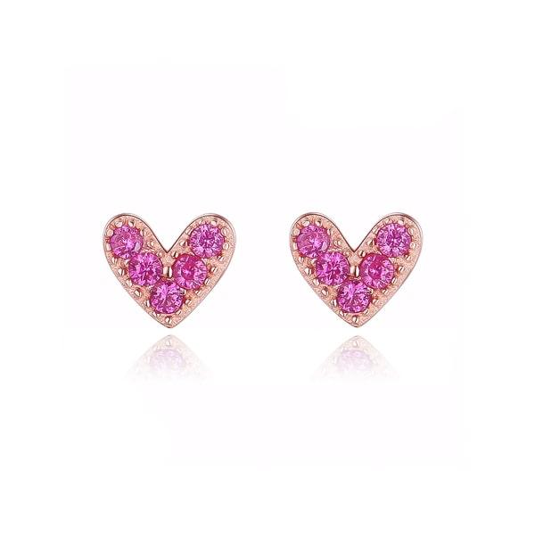 Pink Crystal Heart Stud Earrings | Womens Stud Earrings Earrings Stud Earrings