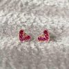 Pink Crystal Heart Stud Earrings | Womens Stud Earrings Earrings Stud Earrings