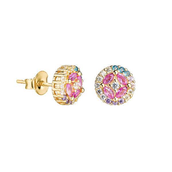 Pink Pavé Crystal Flower Stud Earrings | Womens Stud Earrings Earrings Stud Earrings