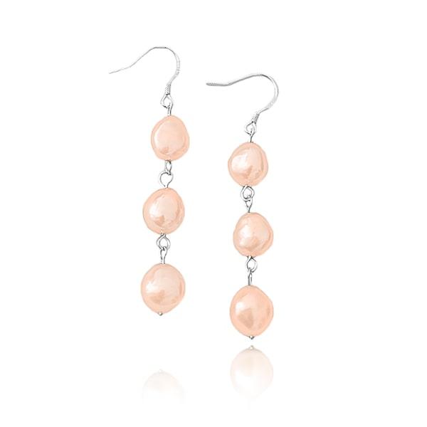 Pink Triple Pearl Drop Earrings | Womens Drop Earrings Drop Earrings