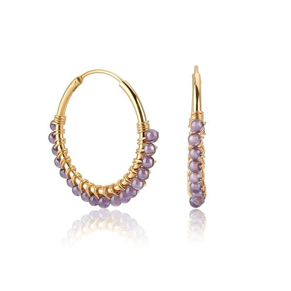 Purple Bead Hoop Earrings | Womens Hoop Earrings Earrings Hoop Earrings