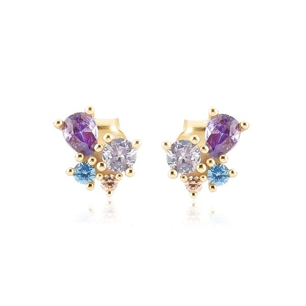 Purple Crystal Cluster Stud Earrings | Womens Stud Earrings Earrings Stud Earrings