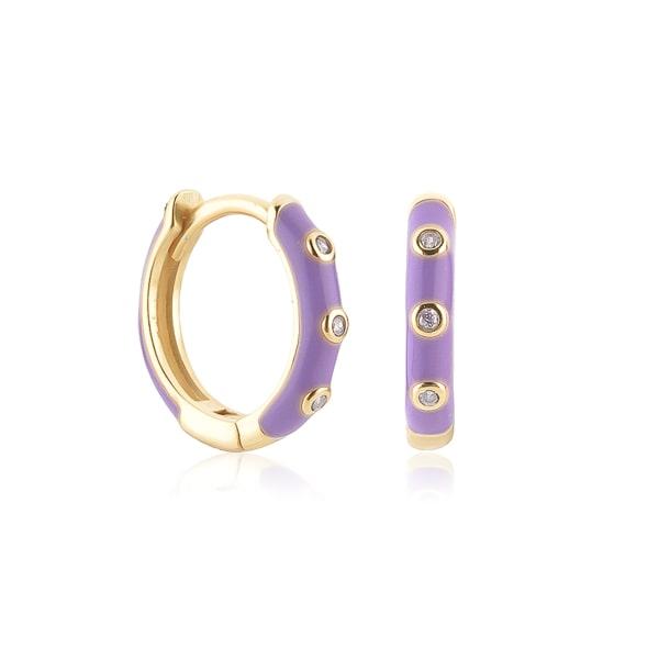 Purple Enamel Mini Hoop Earrings | Womens Hoop Earrings Earrings Hoop Earrings