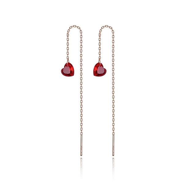 Red Heart Threader Earrings | Womens Threader Earrings Earrings Threader Earrings