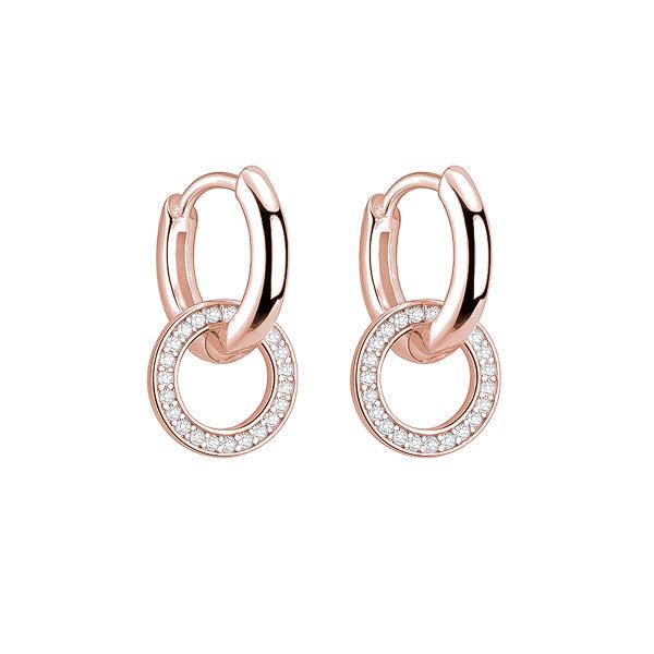 Rose Gold CZ Circle Hoop Earrings | Womens Drop Earrings Drop Earrings Drop Earrings