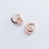 Rose Gold CZ Circle Hoop Earrings | Womens Drop Earrings Drop Earrings Drop Earrings