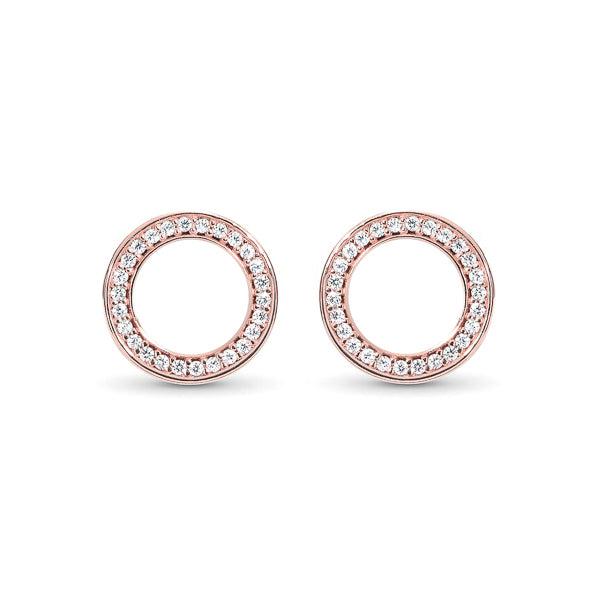 Rose Gold CZ Circle Stud Earrings | Womens Stud Earrings Earrings Simple Earrings