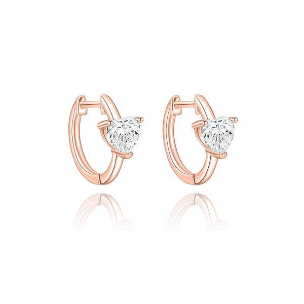 Rose Gold CZ Heart Huggie Hoop Earrings | Womens Huggie Earrings Earrings Hoop Earrings