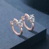 Rose Gold CZ Heart Huggie Hoop Earrings | Womens Huggie Earrings Earrings Hoop Earrings