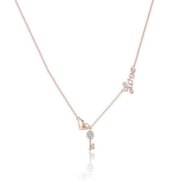 Rose Gold Key & Heart Love Necklace | Womens Chain Necklaces Chain Necklaces Chain Necklaces