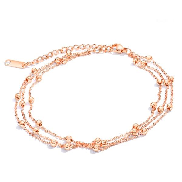 Rose Gold Layered Bead Anklet | Womens Beaded Anklets Anklets Beaded Anklets