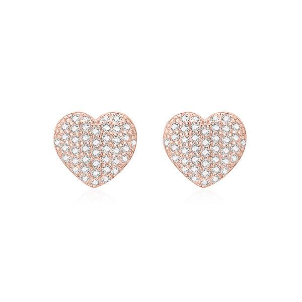 Rose Gold Pavé Crystal Heart Stud Earrings | Womens Stud Earrings Earrings Stud Earrings