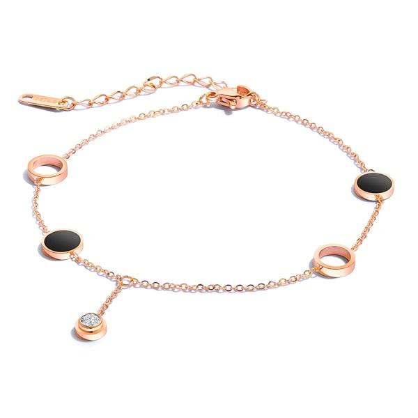 Rose Gold Round Crystal Charm Anklet | Womens Chain Anklets Anklets Beach Anklets