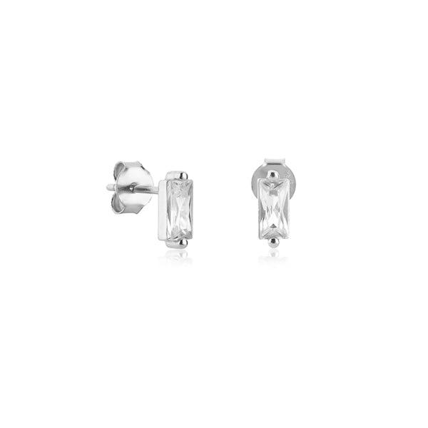 Silver Baguette CZ Mini Stud Earrings | Womens Stud Earrings Earrings Stud Earrings