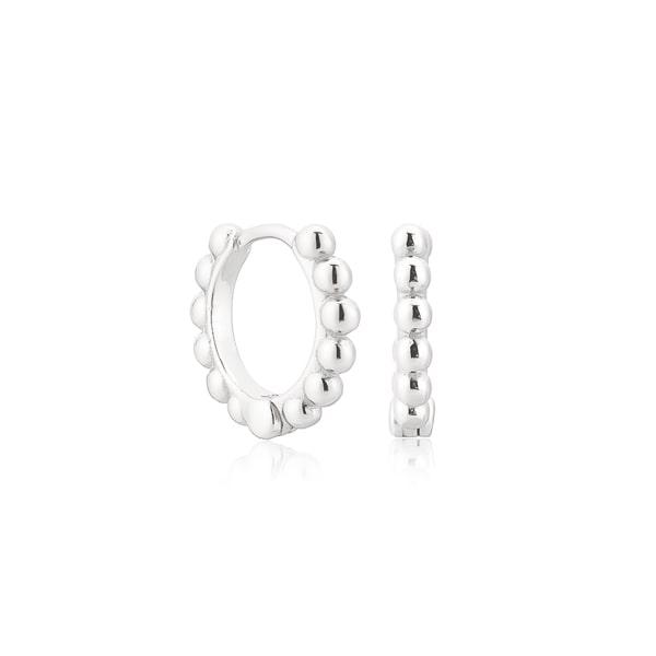 Silver Bead Huggie Hoop Earrings | Womens Simple Earrings Earrings Hoop Earrings