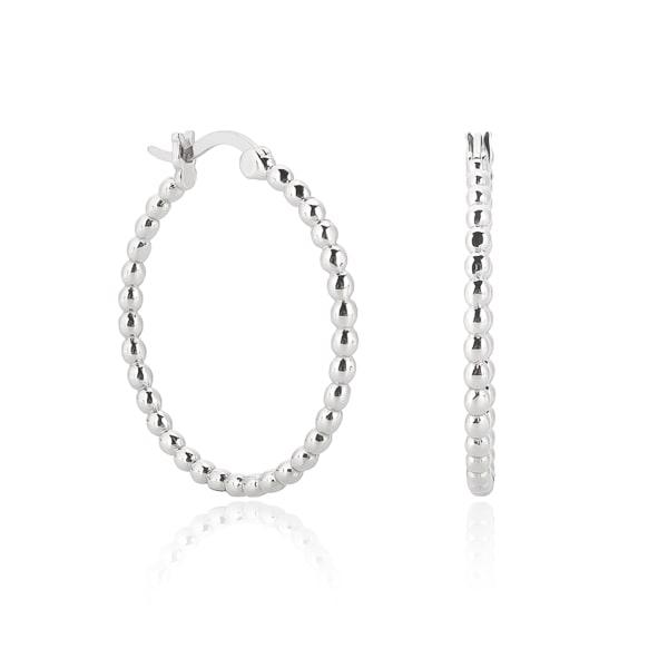 Silver Beaded Hoop Earrings | Womens Simple Earrings Earrings Hoop Earrings