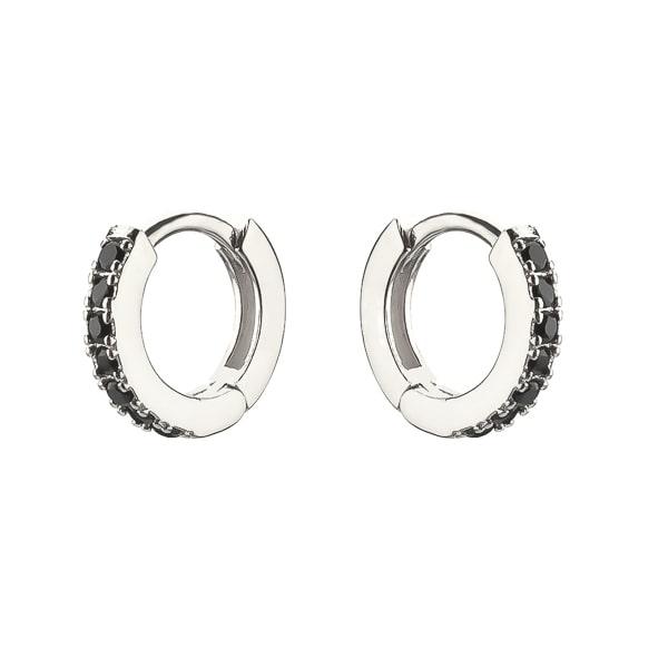 Silver Black Crystal Huggie Earrings | Womens Simple Earrings Earrings Hoop Earrings