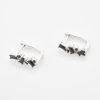 Silver Black Crystal U Hoop Earrings | Womens Huggie Earrings Earrings Hoop Earrings