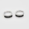 Silver Black Emerald-Cut Crystal Huggie Earrings | Womens Sleeper Earrings Earrings Hoop Earrings