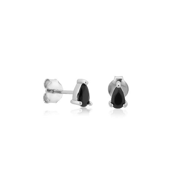 Silver Black Teardrop Mini Stud Earrings | Womens Stud Earrings Earrings Simple Earrings