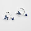 Silver Blue Crystal Butterfly Huggie Hoop Earrings | Womens Drop Earrings Drop Earrings Drop Earrings