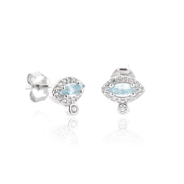 Silver Blue Crystal Eye Stud Earrings | Womens Stud Earrings Earrings Stud Earrings