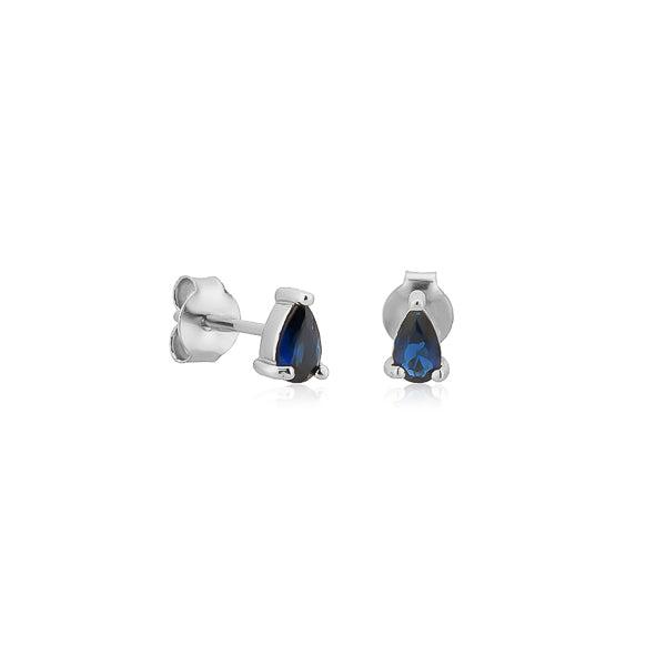 Silver Blue Teardrop CZ Mini Stud Earrings | Womens Simple Earrings Earrings Simple Earrings