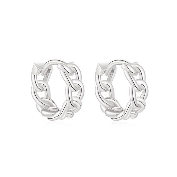 Silver Chain Link Huggie Hoop Earrings | Womens Hoop Earrings Earrings Hoop Earrings