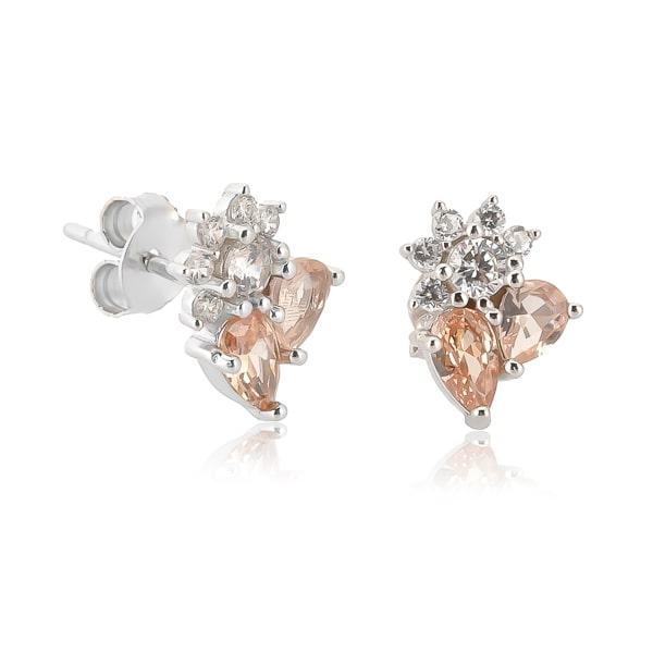 Silver Champagne Floral Crystal Cluster Stud Earrings | Womens Stud Earrings Earrings Stud Earrings