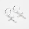 Silver Crystal Cross Hoop Earrings | Womens Drop Earrings Drop Earrings Drop Earrings