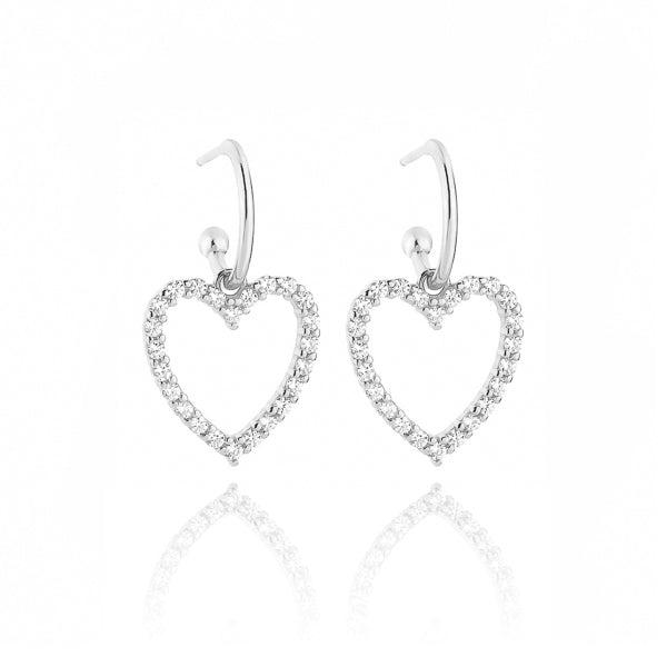 Silver Crystal Heart Dangle Drop Earrings | Womens Drop Earrings Drop Earrings Drop Earrings