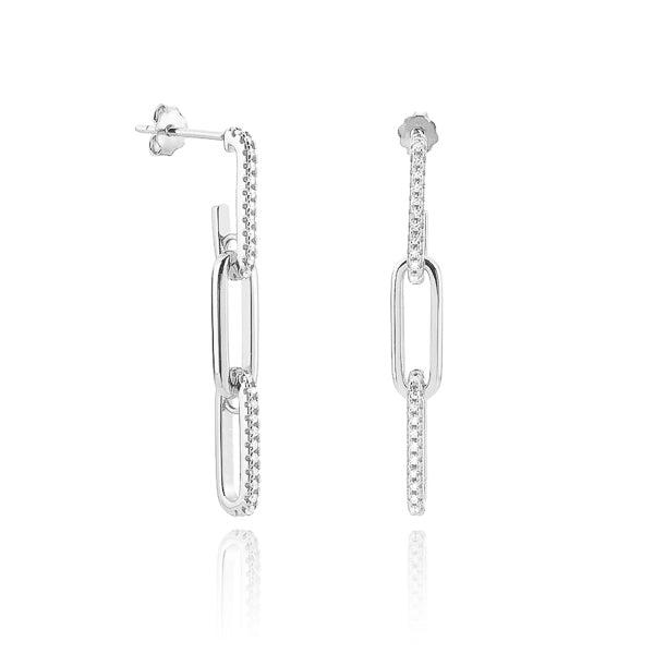 Silver Crystal Link Chain Drop Earrings | Womens Simple Earrings Drop Earrings Drop Earrings