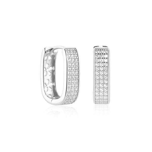 Silver Crystal Pavé Oval Hoop Earrings | Womens Hoop Earrings Earrings Hoop Earrings