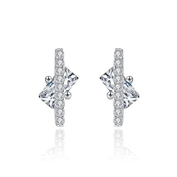 Silver Crystal Podium Stud Earrings | Womens Stud Earrings Earrings Stud Earrings