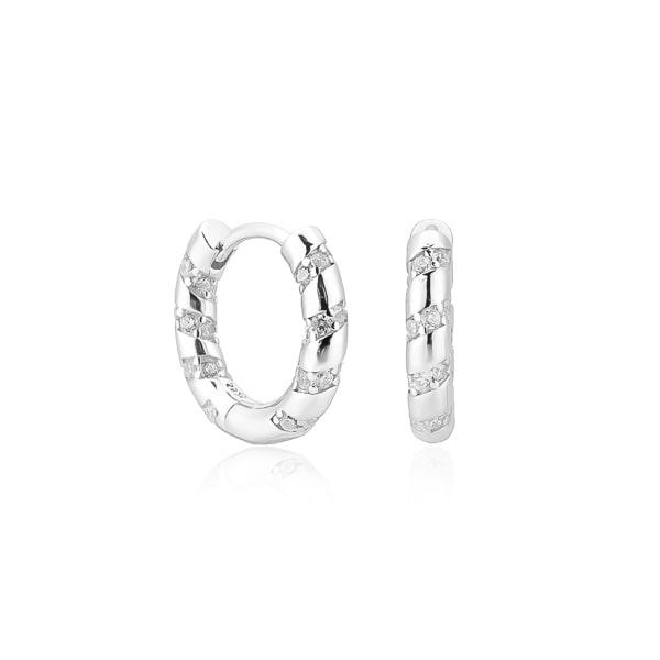 Silver Crystal Spiral Hoop Earrings | Womens Simple Earrings Earrings Hoop Earrings