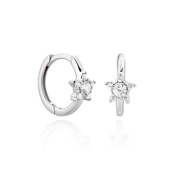 Silver Crystal Star Huggie Hoop Earrings | Womens Huggie Earrings Earrings Hoop Earrings