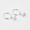 Silver Crystal Star Mini Hoop Earrings | Womens Hoop Earrings Drop Earrings Drop Earrings